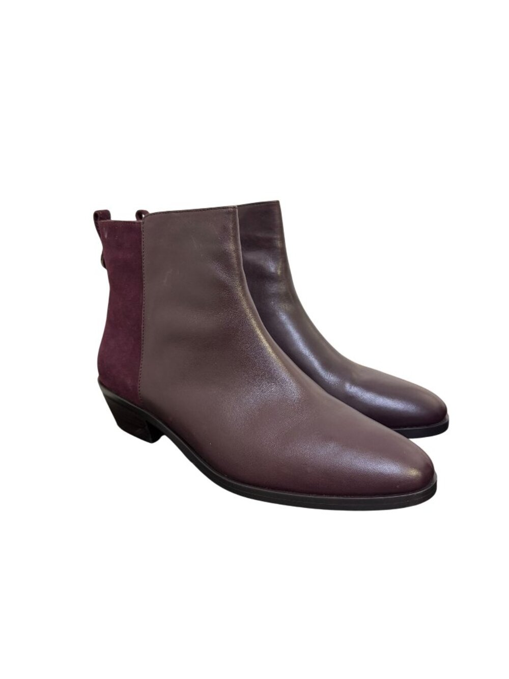 Coach Carmen Semi-Matte Leather & Suede Ankle Boots Purple 10M